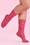 Biz Care Womens Pink Ribbon Socks