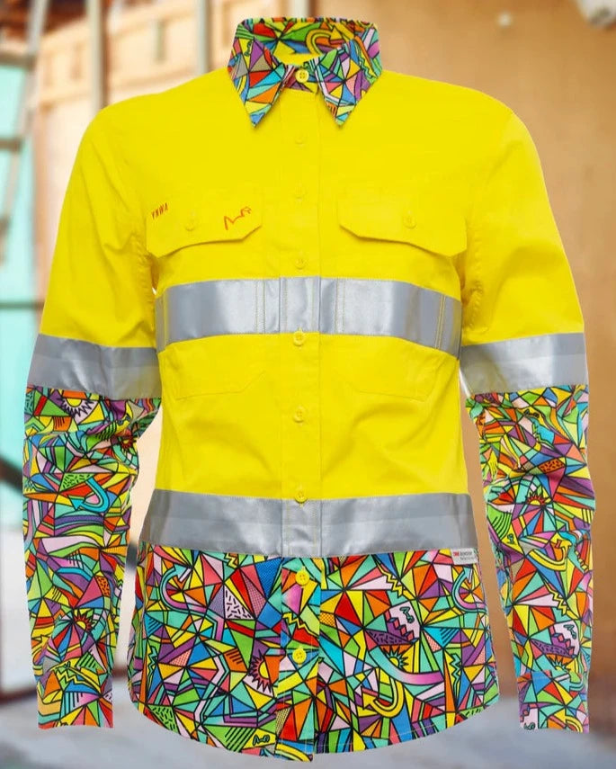 TradeMutt Womens Bonza LS Hi Vis Shirt Taped
