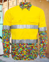 TradeMutt Mens Core Bonza LS Hi Vis Shirt Taped