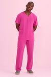 Biz Care Womens Pink Scrub Top