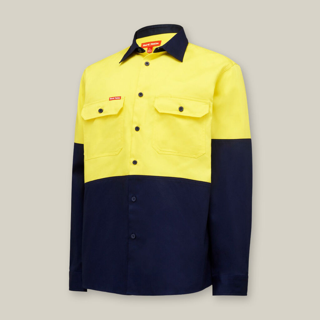 Hard Yakka Mens L/S Drill 2 Tone Shirt