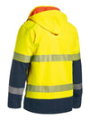 Bisley Mens Core Hi-Vis Ripstop Bonded Fleece Taped Hooded Jacket