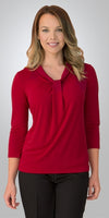 City Collection Womens Pippa 3/4 Sleeve Knit Blouse