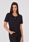 City Collection Womens The Keyhole S/S Knit Blouse