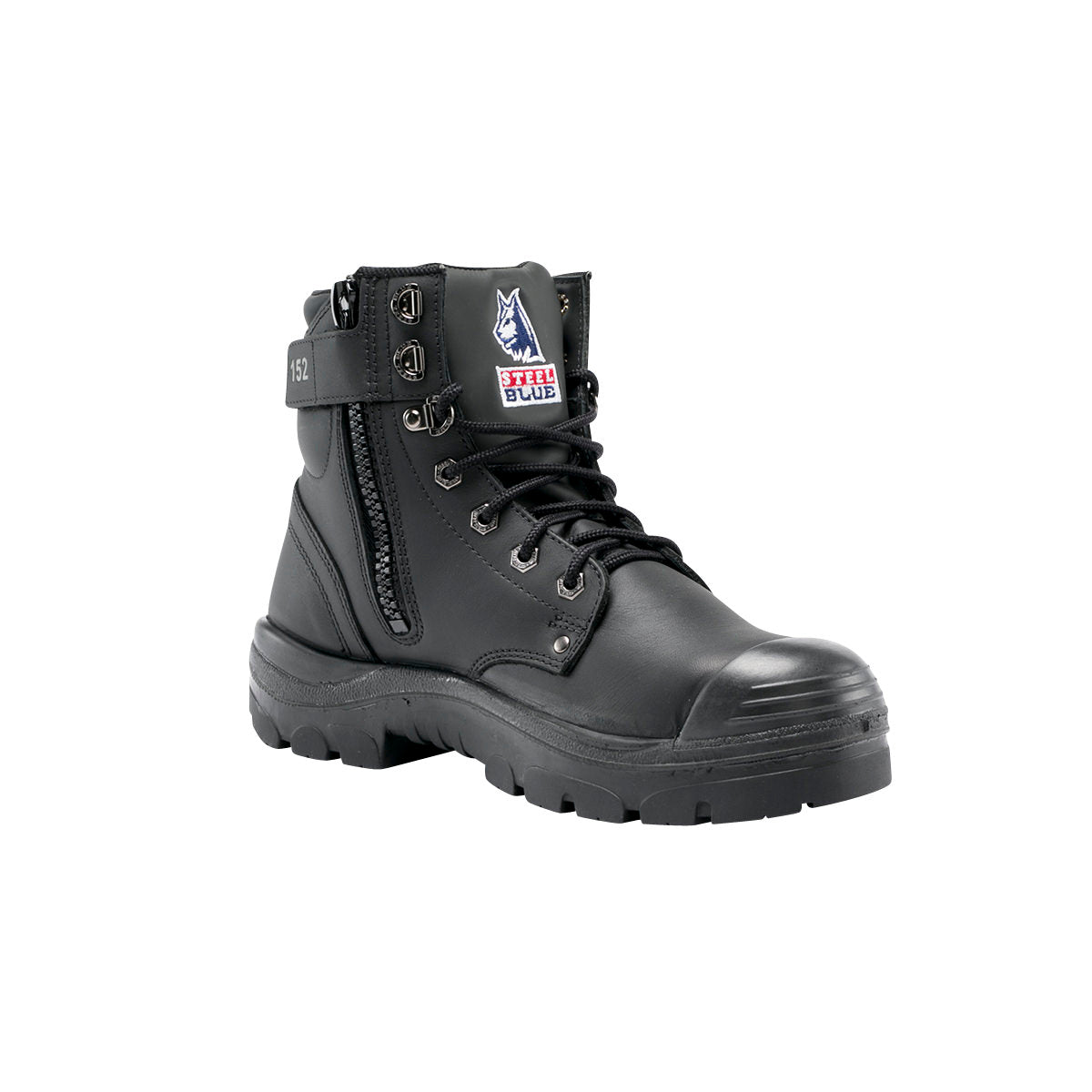 Blue steel work boots top