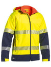 Bisley Mens Core Hi-Vis Ripstop Bonded Fleece Taped Hooded Jacket