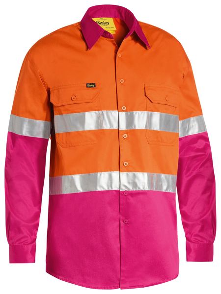 Bisley Mens Hi-Vis Lightweight LS Taped Shirt