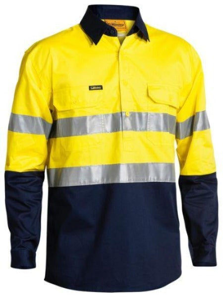 Bisley Mens Core 2-Tone Closed Front Lightweight LS Taped Shirt