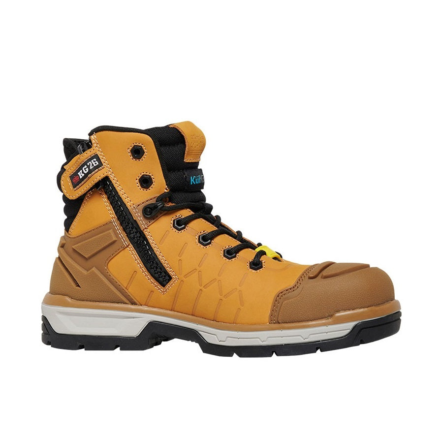 KingGee Mens Quantum Lace Up Zip Side Safety Boots