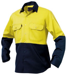 KingGee Mens 2-Tone L/S Spliced Drill Shirt