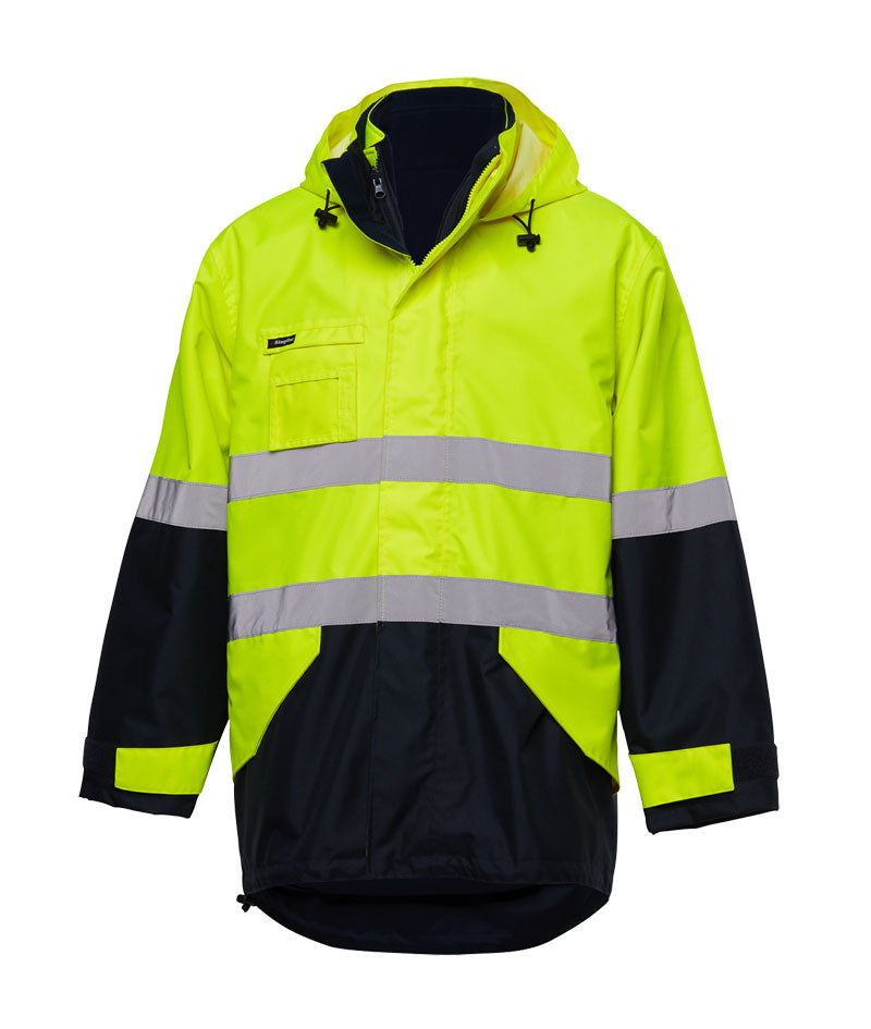 KingGee Mens 2 Tone 4 In 1 Rain Jacket Taped