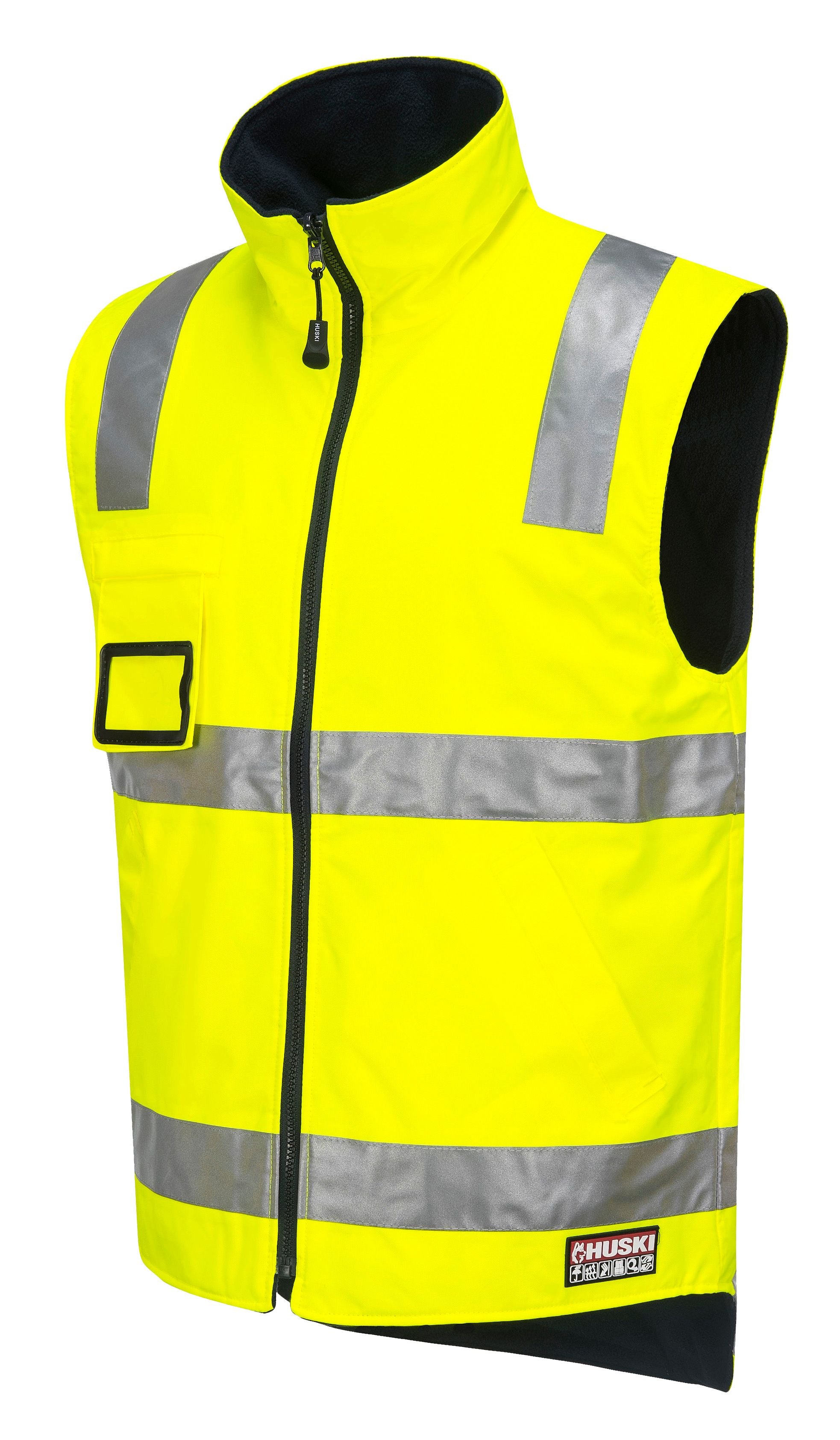 Portwest Mens Huski Core Traffic Hi Vis Reversible Vest Shoulder Taped