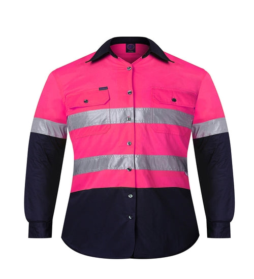 Kids Hi-Vis Long Sleeve RITEMATE Pink / Navy / Yellow / Orange 