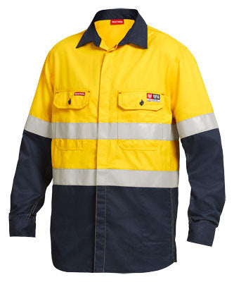 Hard Yakka Mens F/R L/S 2 Tone Shirt Taped