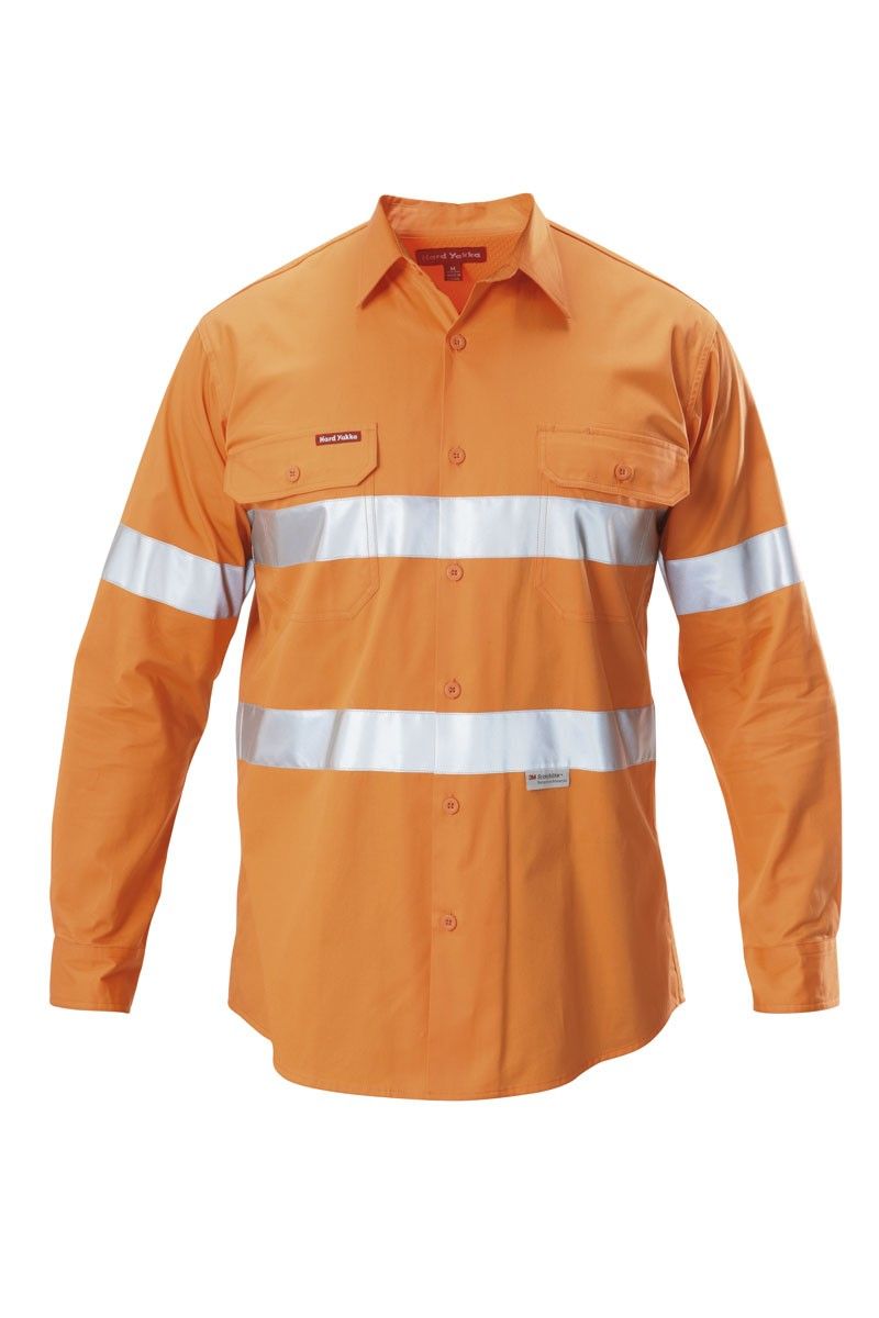 Hard Yakka Mens Koolgear L/S Hi Vis Shirt Taped